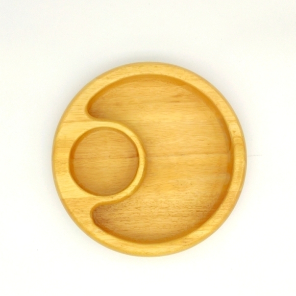 Crate and Barrel Wooden Chip and Dip bowl. - Picture 1 of 8